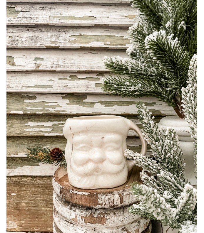 Vintage Commodore Creamy White Santa Mug - Hairline- Holiday